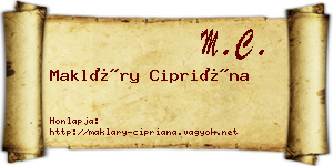 Makláry Cipriána névjegykártya
